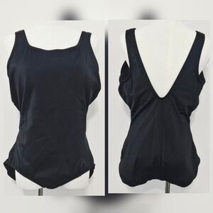 Land's End Size 18W Black Full Figured Lined Women's One Piece Bathing Suit Swim